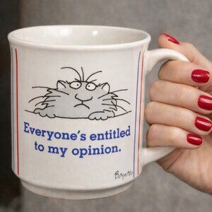 Vintage Sandra Boynton Cat Mug “Everyone’s Entitled to My Opinion” Japan EUC